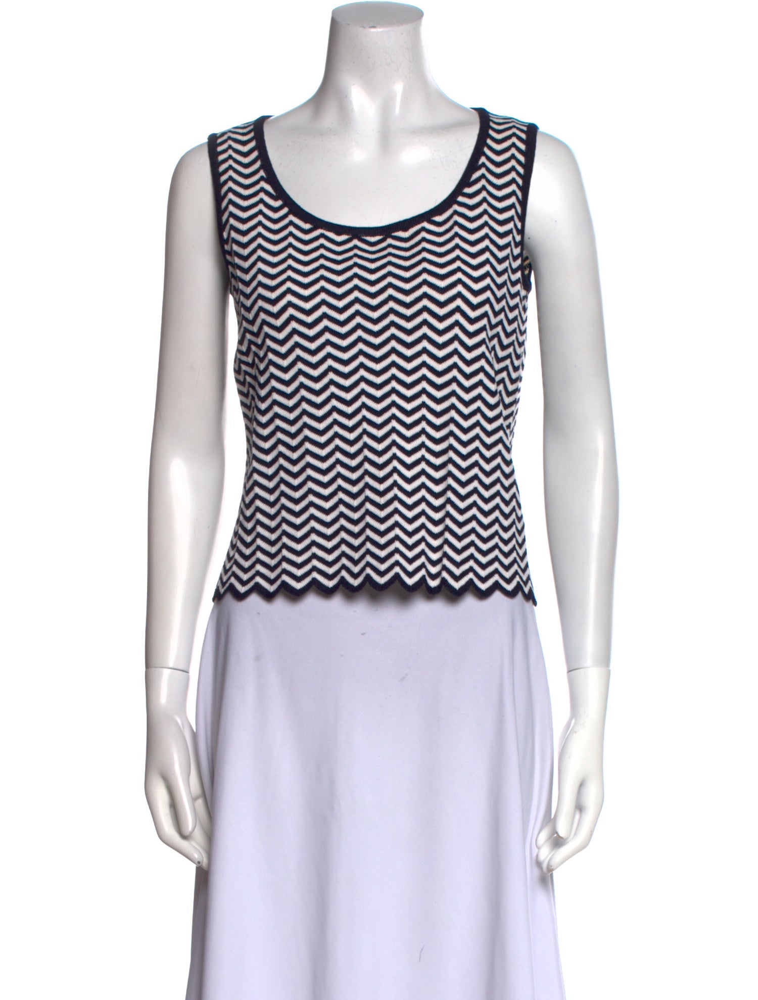 St. John Striped Scoop Neck Top