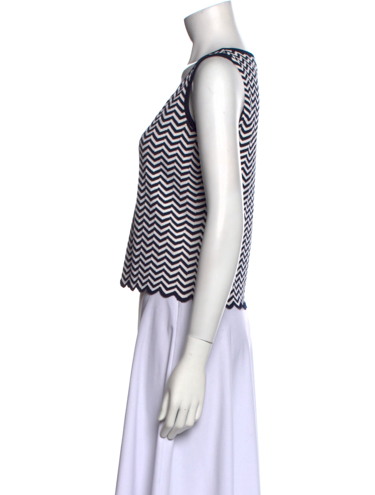 St. John Striped Scoop Neck Top