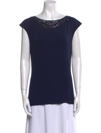 St. John Bateau Neckline Short Sleeve Top