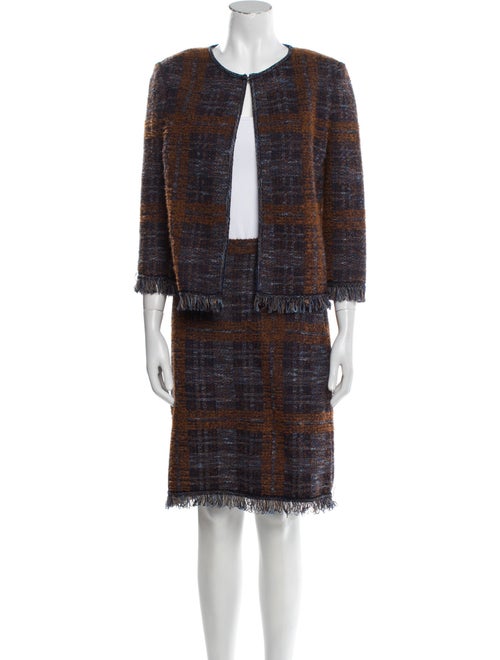 St. John Wool Tweed Pattern Skirt Set