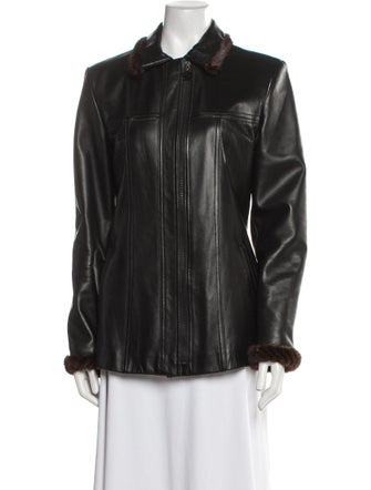 St. John Leather Fur Jacket