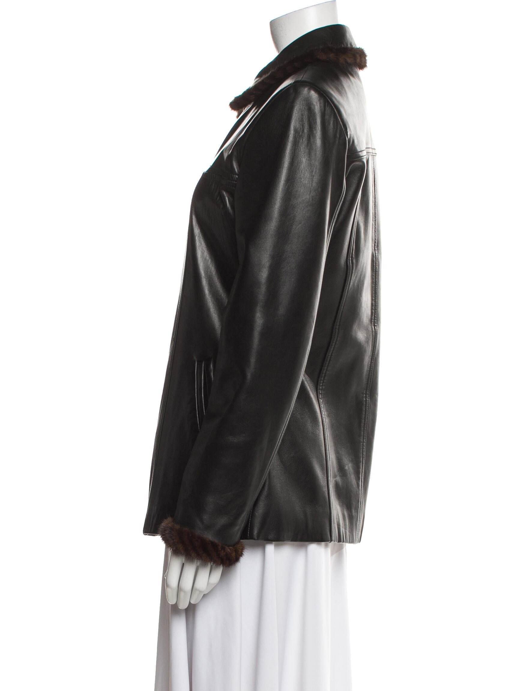 St. John Leather Fur Jacket