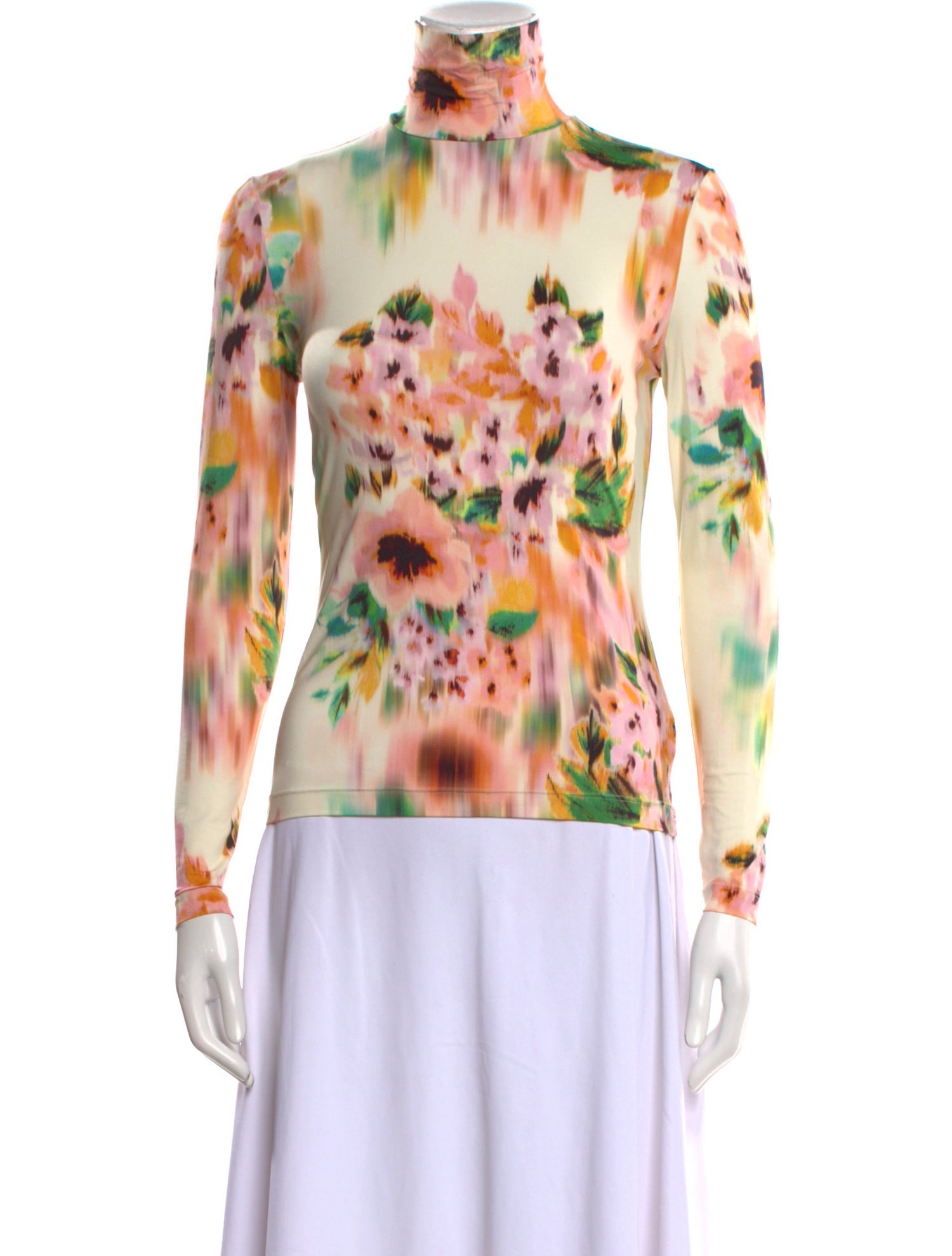 St. John Floral Print Turtleneck Blouse w/ Tags