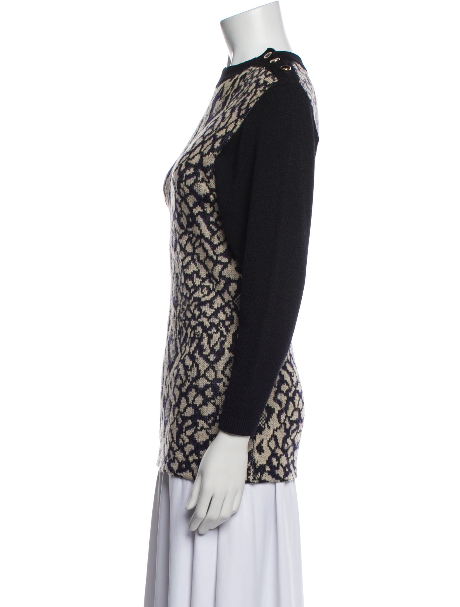St. John Animal Print Crew Neck Sweater