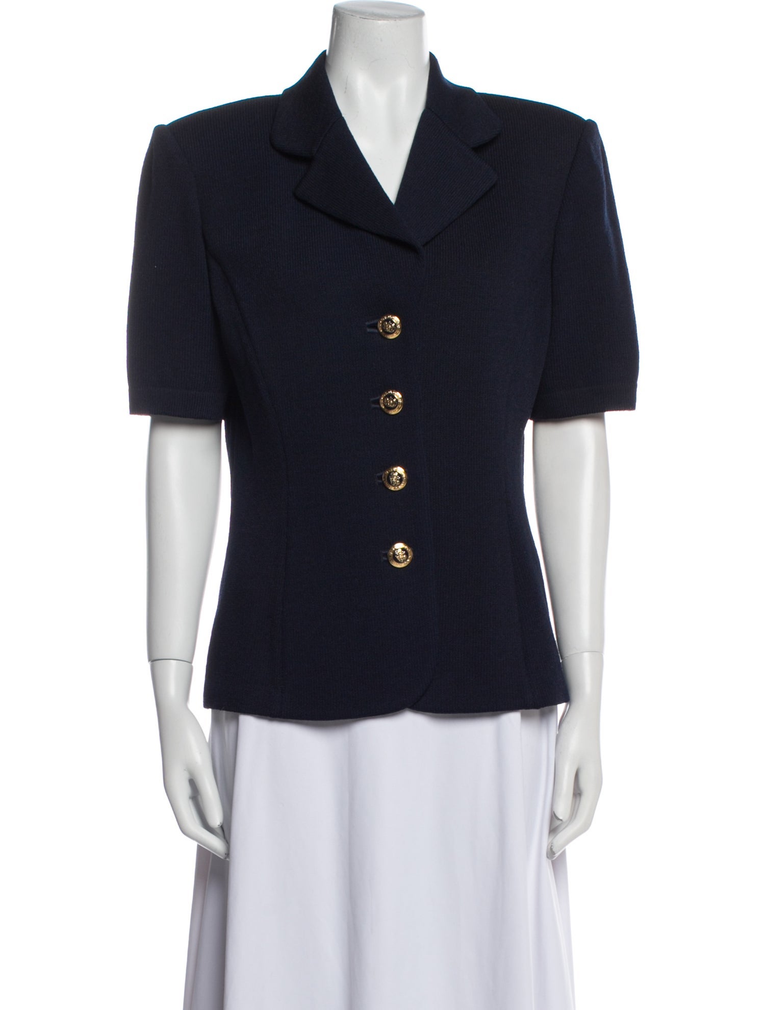 St. John Short Sleeve Button-Up Top