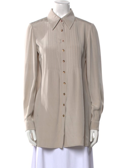 St. John Silk Long Sleeve Button-Up Top
