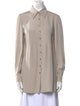 St. John Silk Long Sleeve Button-Up Top