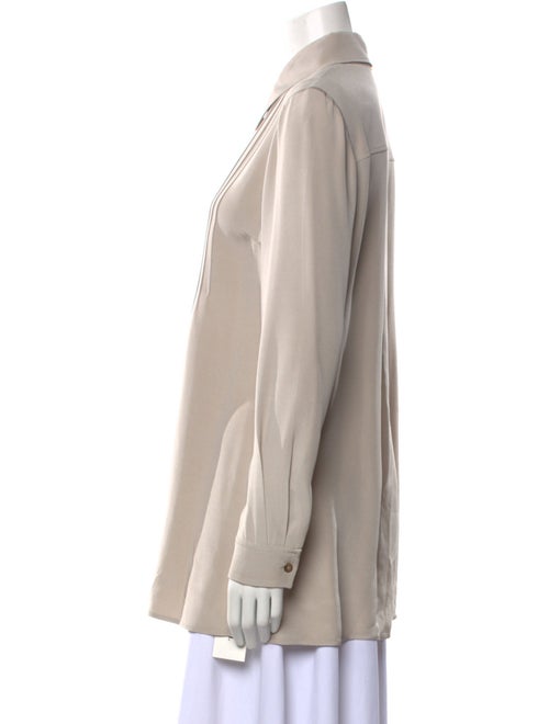 St. John Silk Long Sleeve Button-Up Top