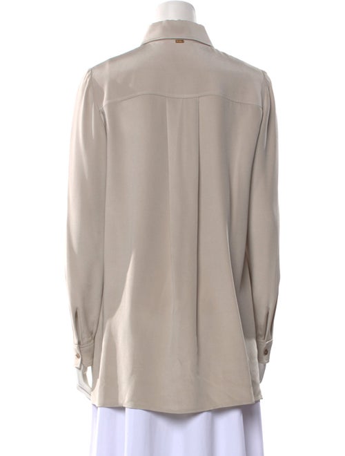St. John Silk Long Sleeve Button-Up Top