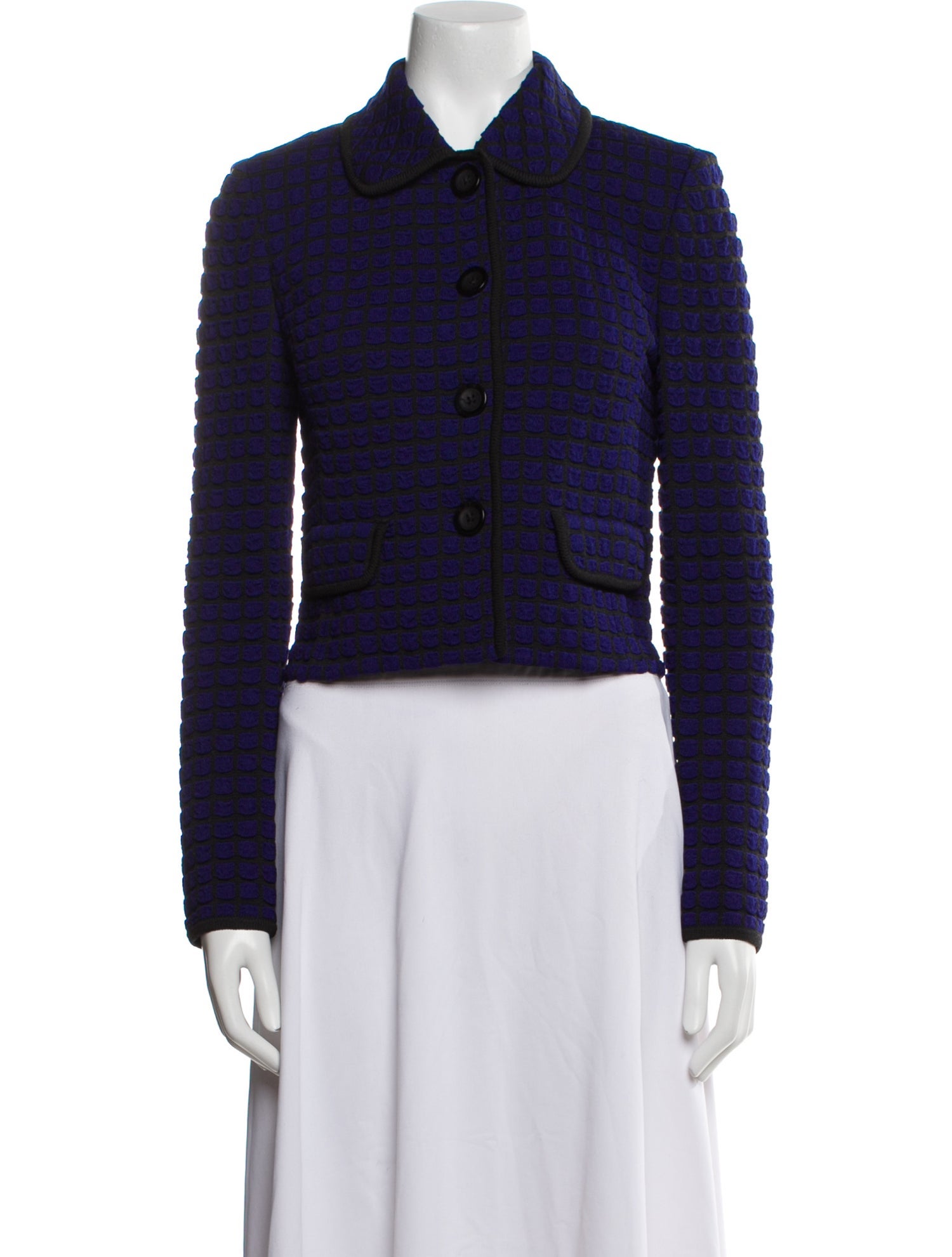 St. John Wool Plaid Print Evening Jacket