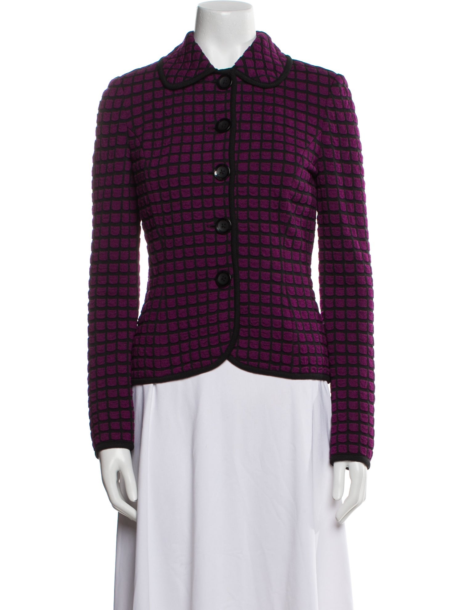 St. John Wool Plaid Print Blazer