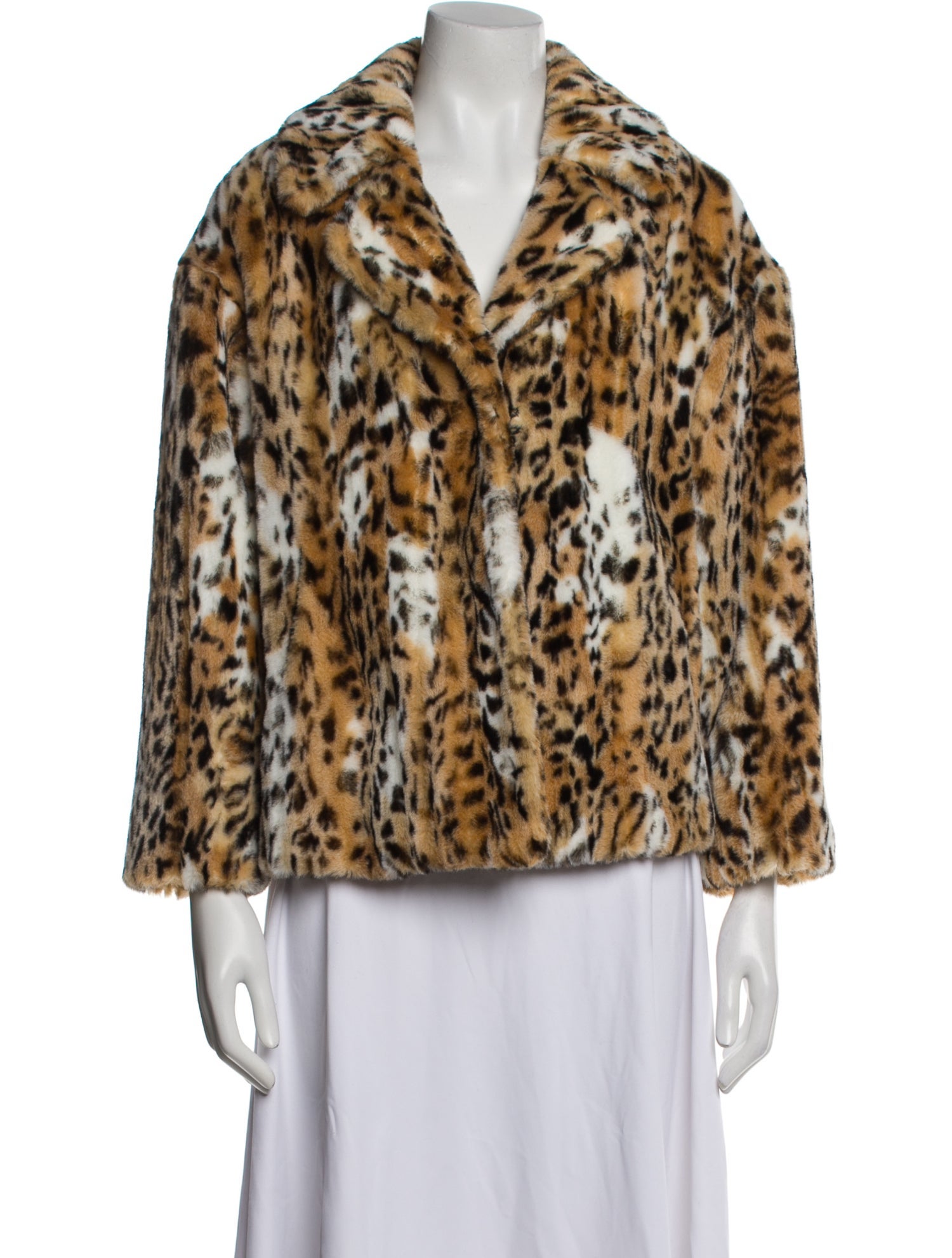St. John Faux Fur Animal Print Faux Fur Jacket