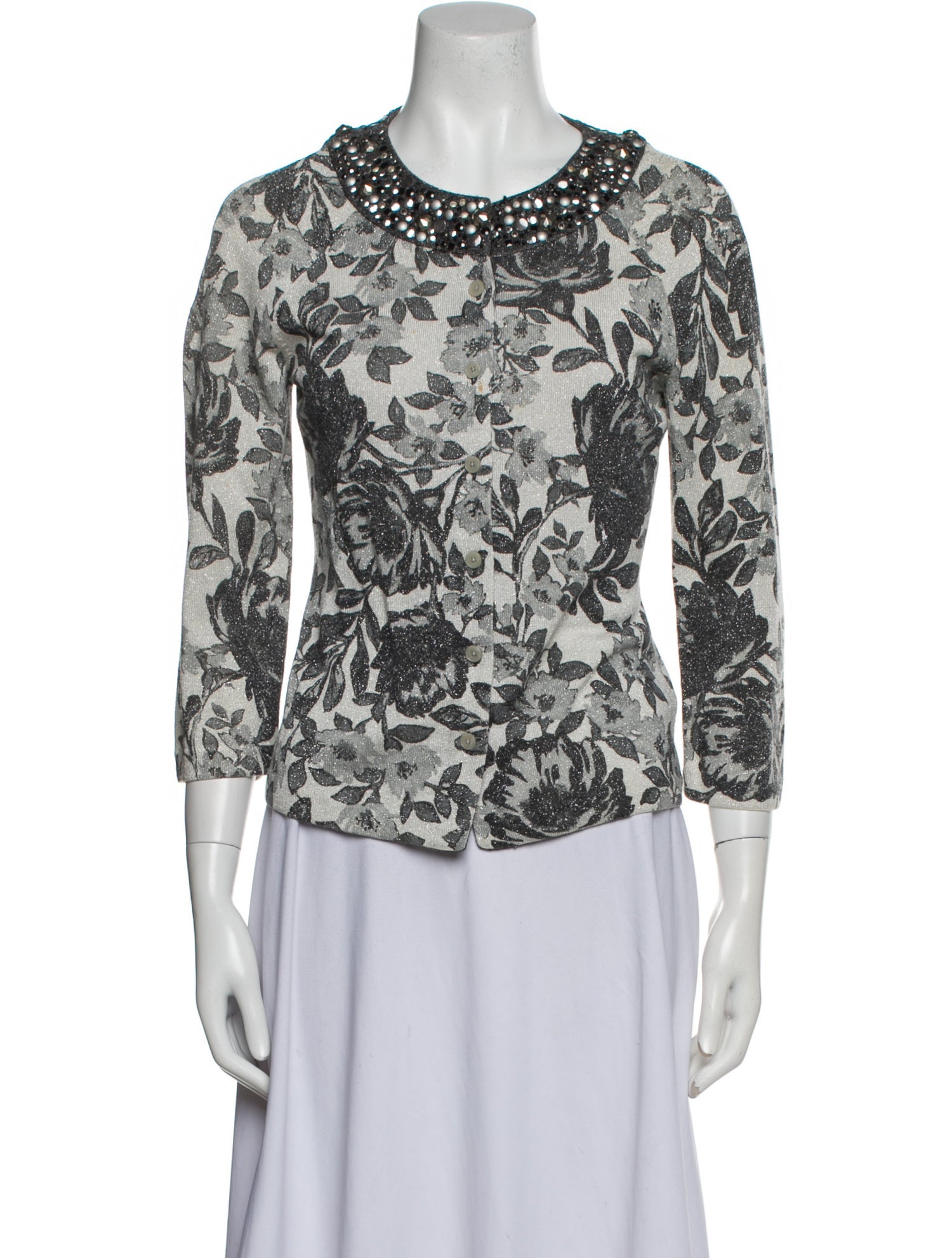 St. John Printed Crew Neck Sweater