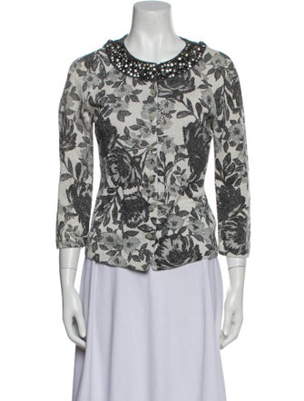 St. John Printed Crew Neck Sweater