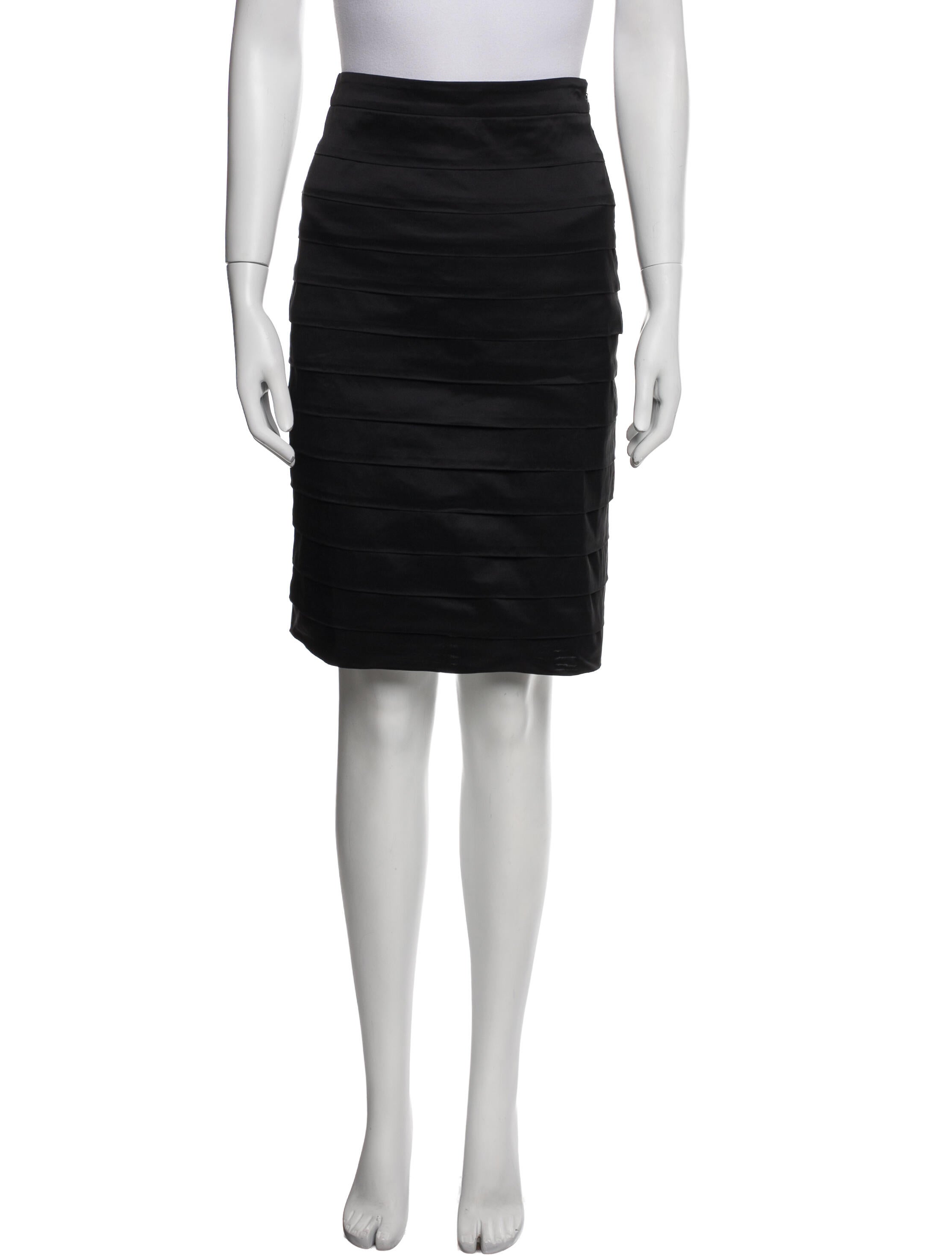 St. John Pleated Accents Knee-Length Skirt