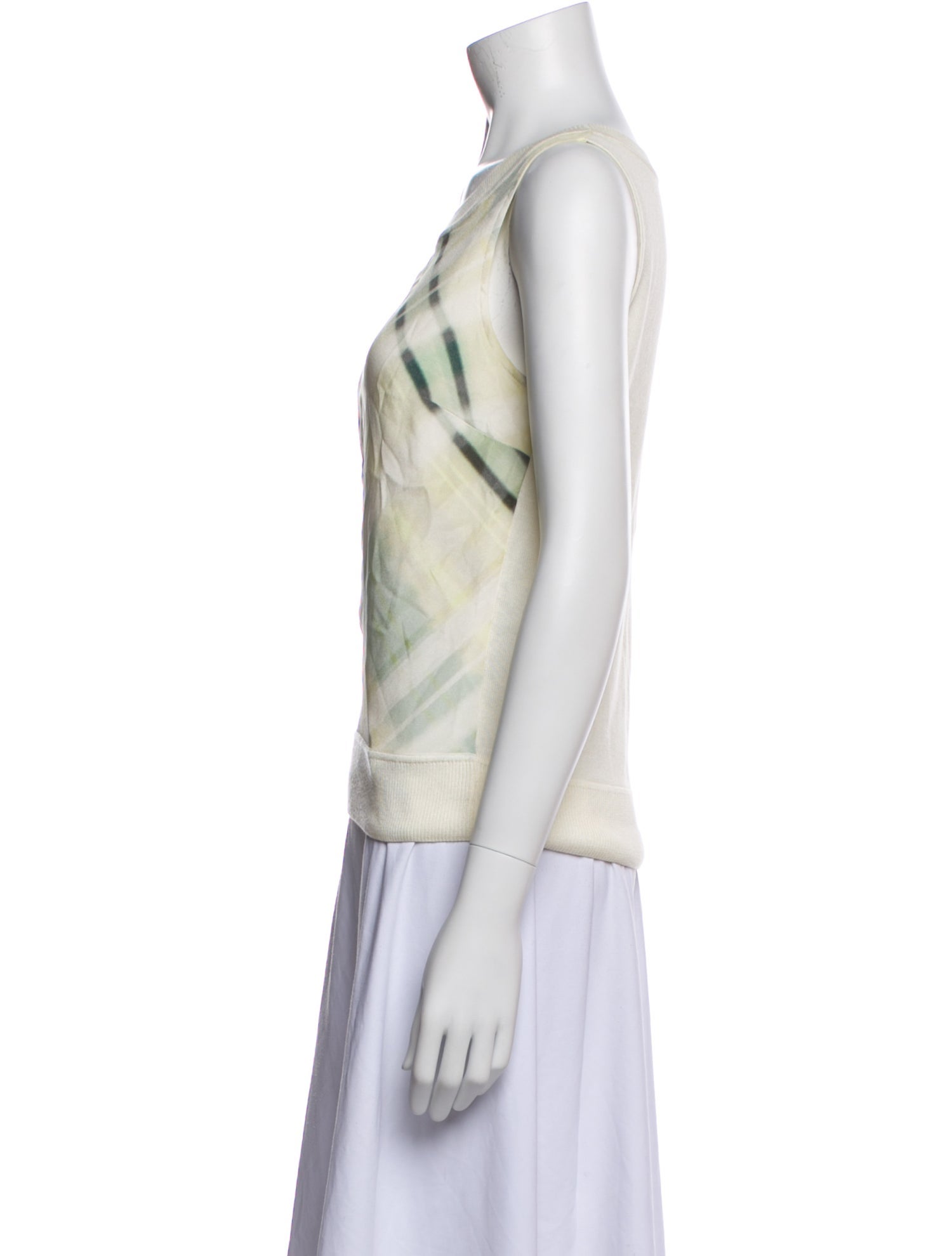 St. John Plaid Print Scoop Neck Top