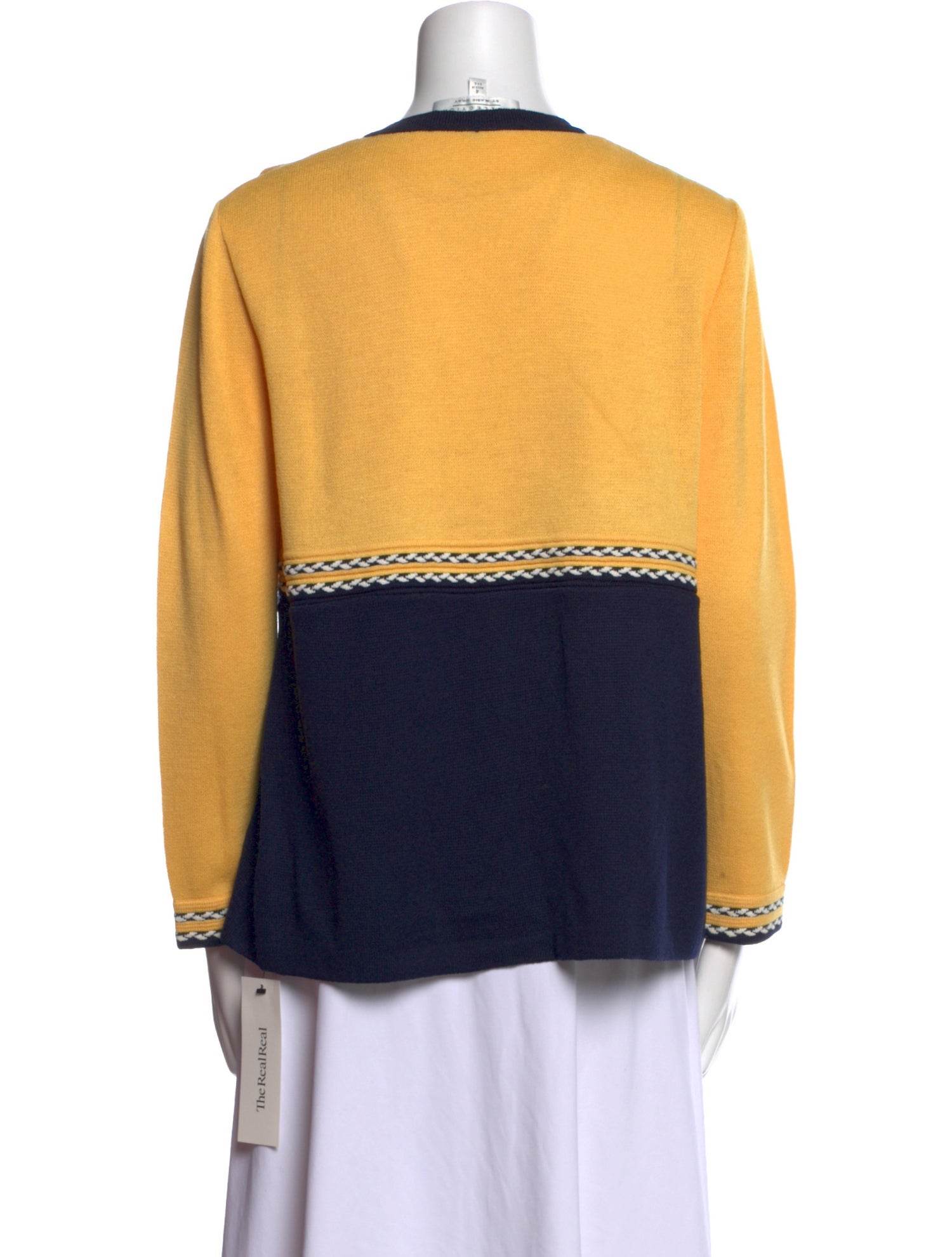 St. John Collection Colorblock Pattern V-Neck Sweater