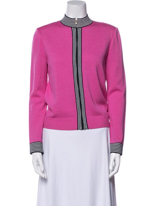 St. John Wool Colorblock Pattern Bomber Jacket