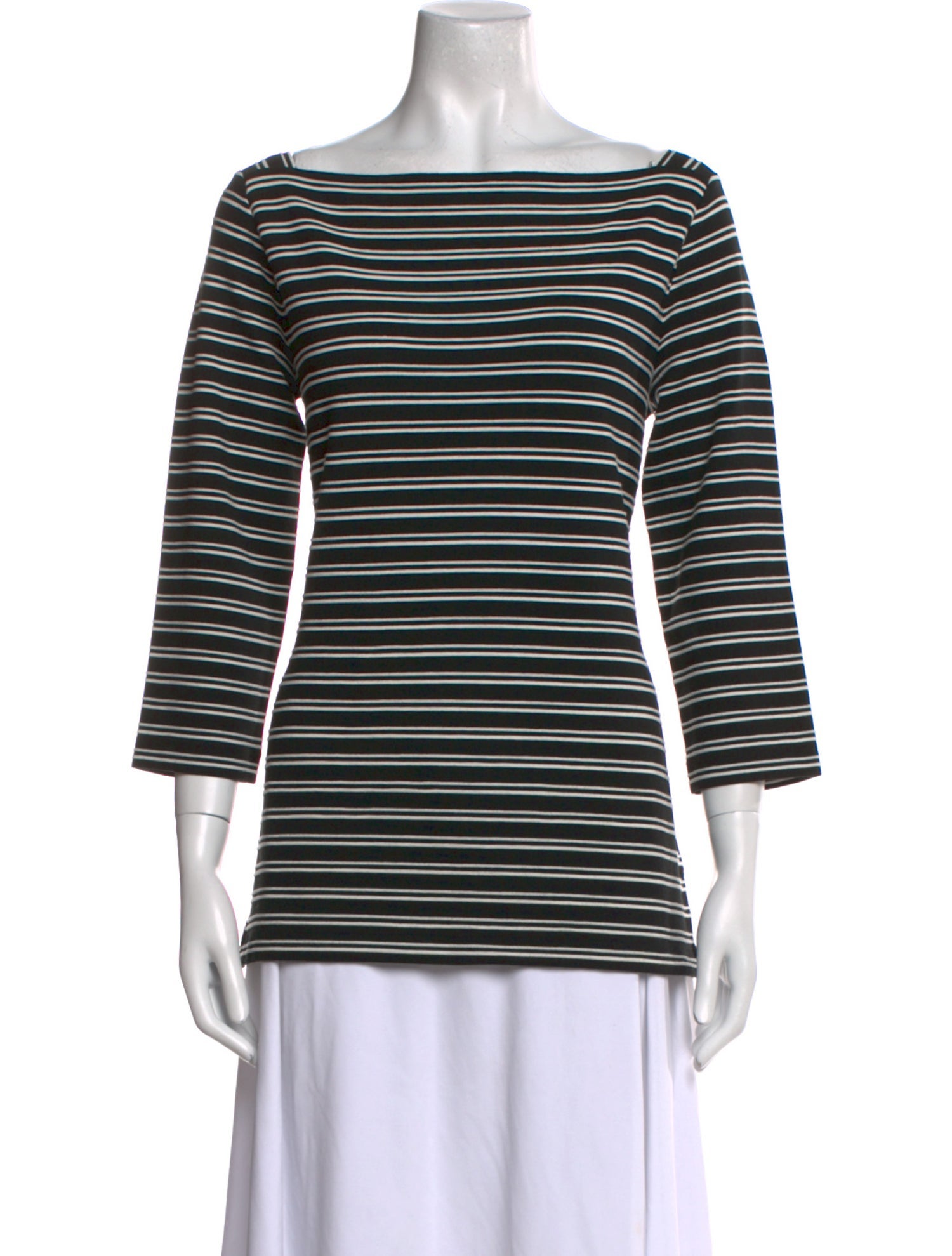 St. John Striped Bateau Neckline Top