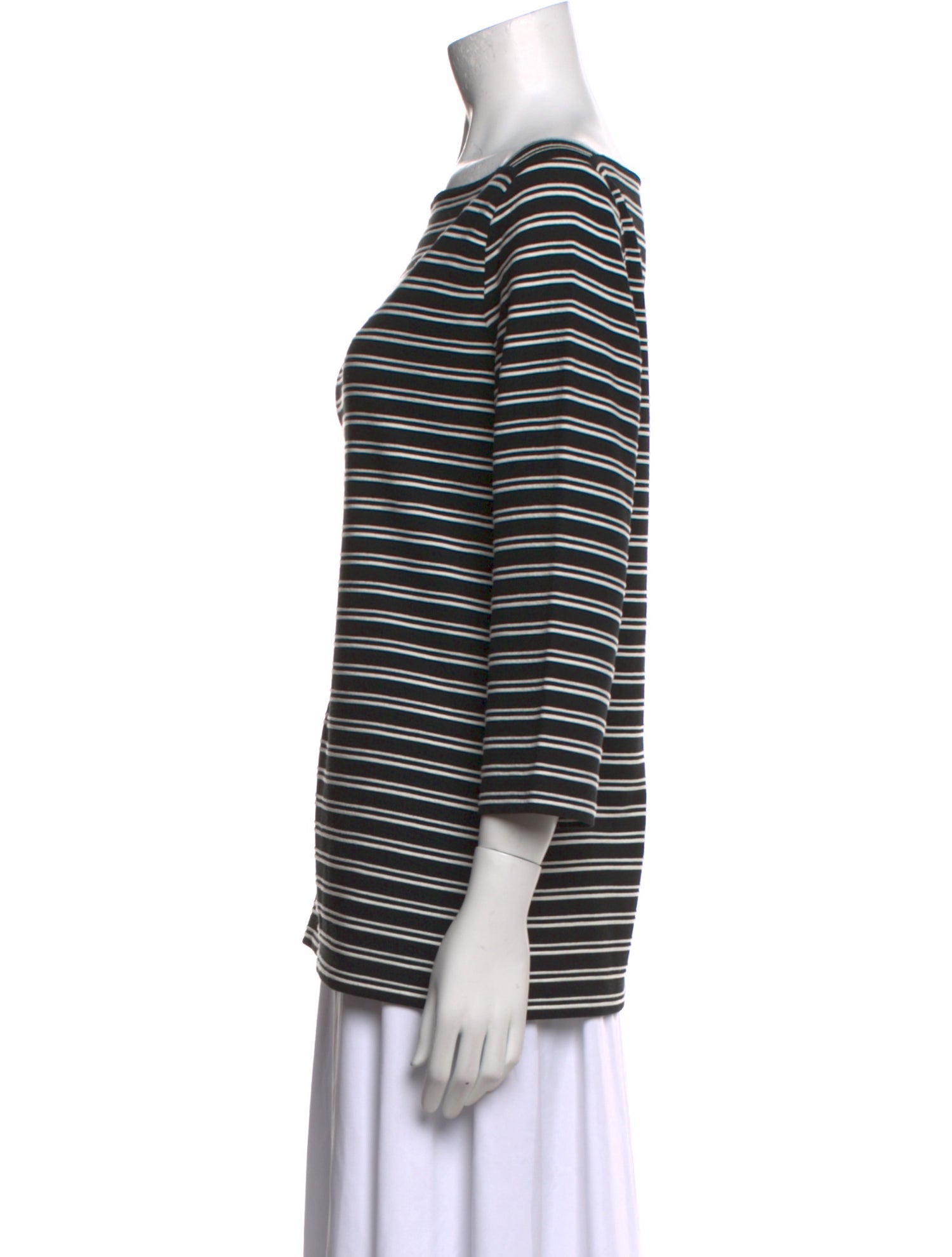 St. John Striped Bateau Neckline Top