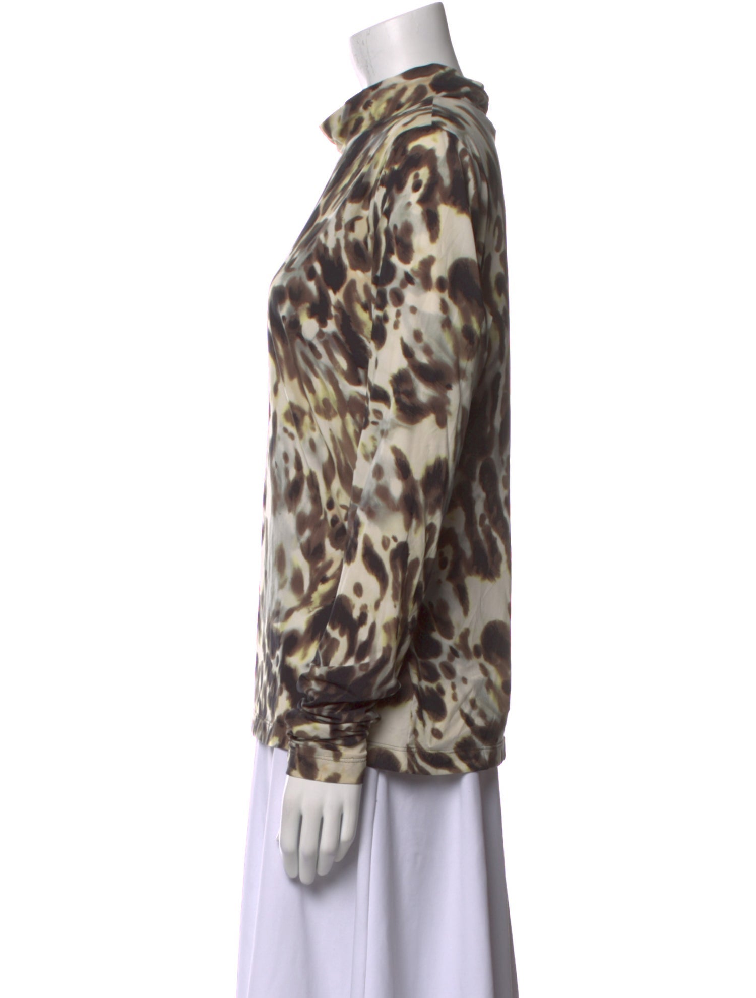 St. John Animal Print Mock Neck Sweatshirt