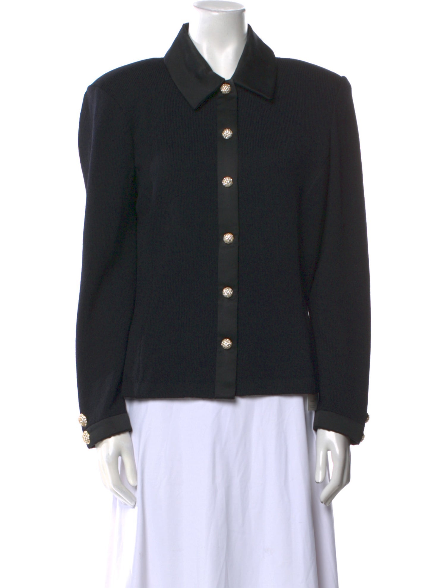 St. John Wool Long Sleeve Button-Up Top