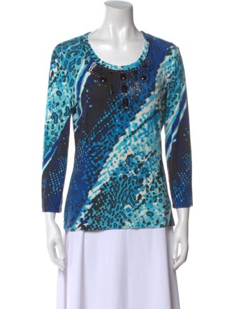 St. John Printed Scoop Neck Blouse