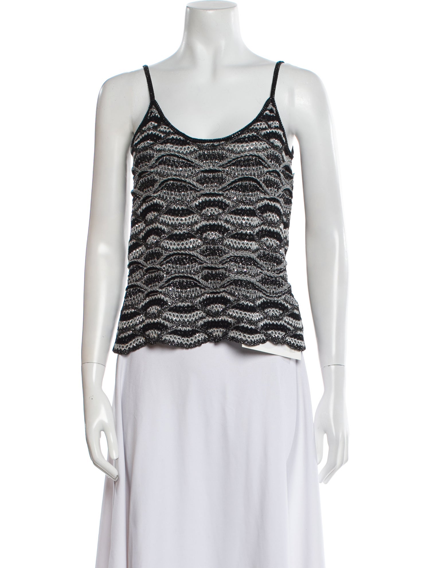 St. John Printed Scoop Neck Top