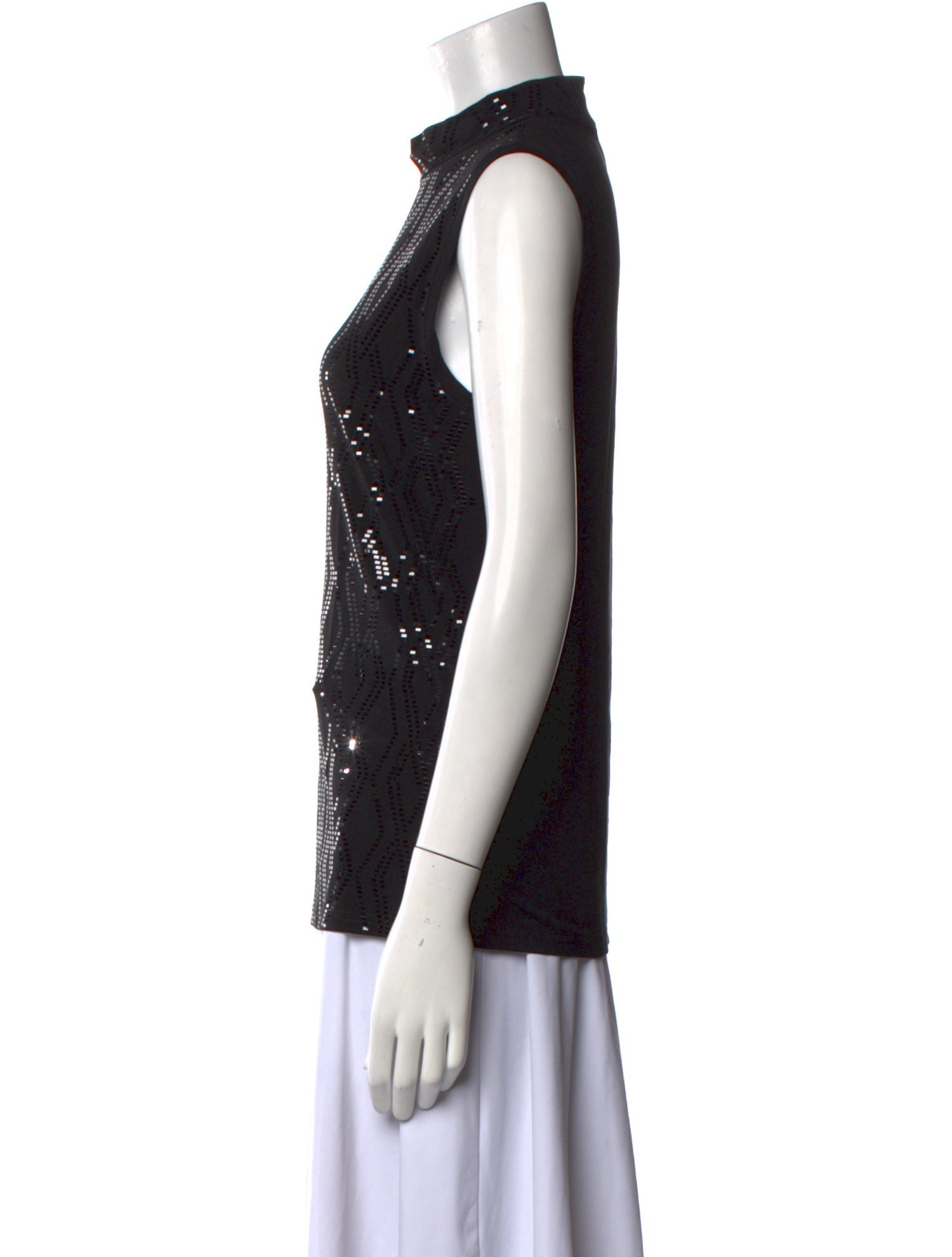 St. John Mock Neck Sleeveless Top