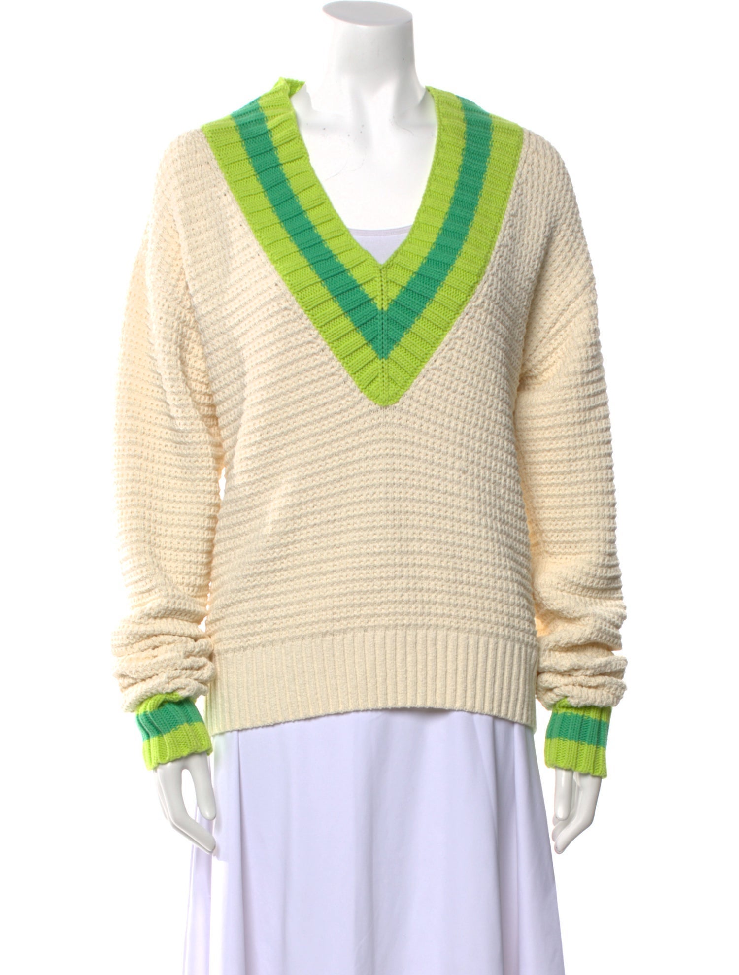 St. John Striped V-Neck Sweater w/ Tags