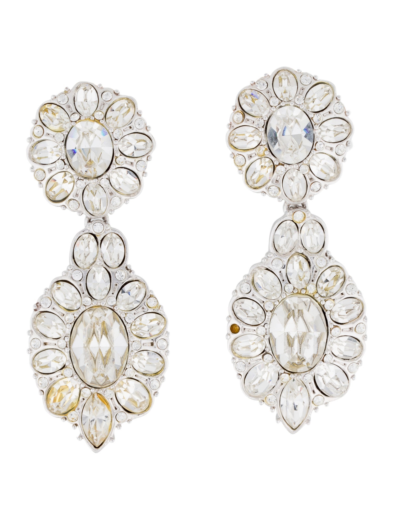 St. John Crystal Clip-On Drop Earrings