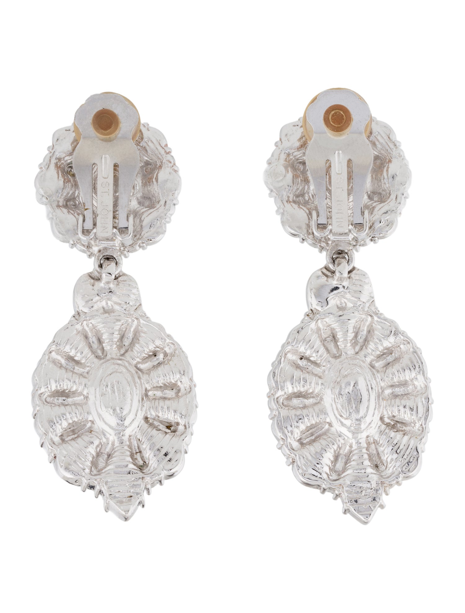 St. John Crystal Clip-On Drop Earrings
