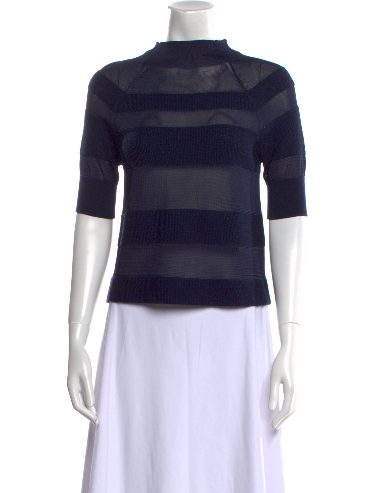 St. John Striped Mock Neck Sweater w/ Tags