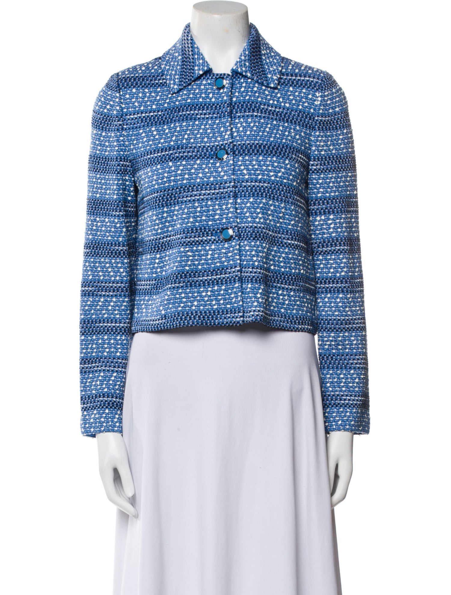 St. John Tweed Pattern Denim Jacket