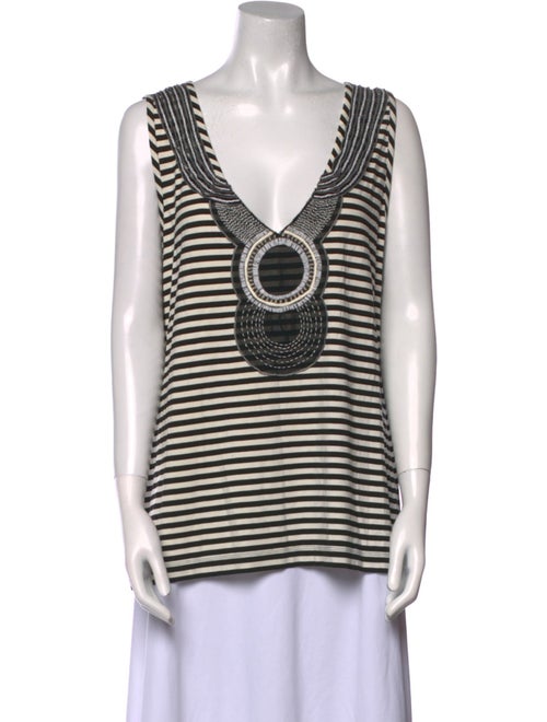 St. John Striped V-Neck Top