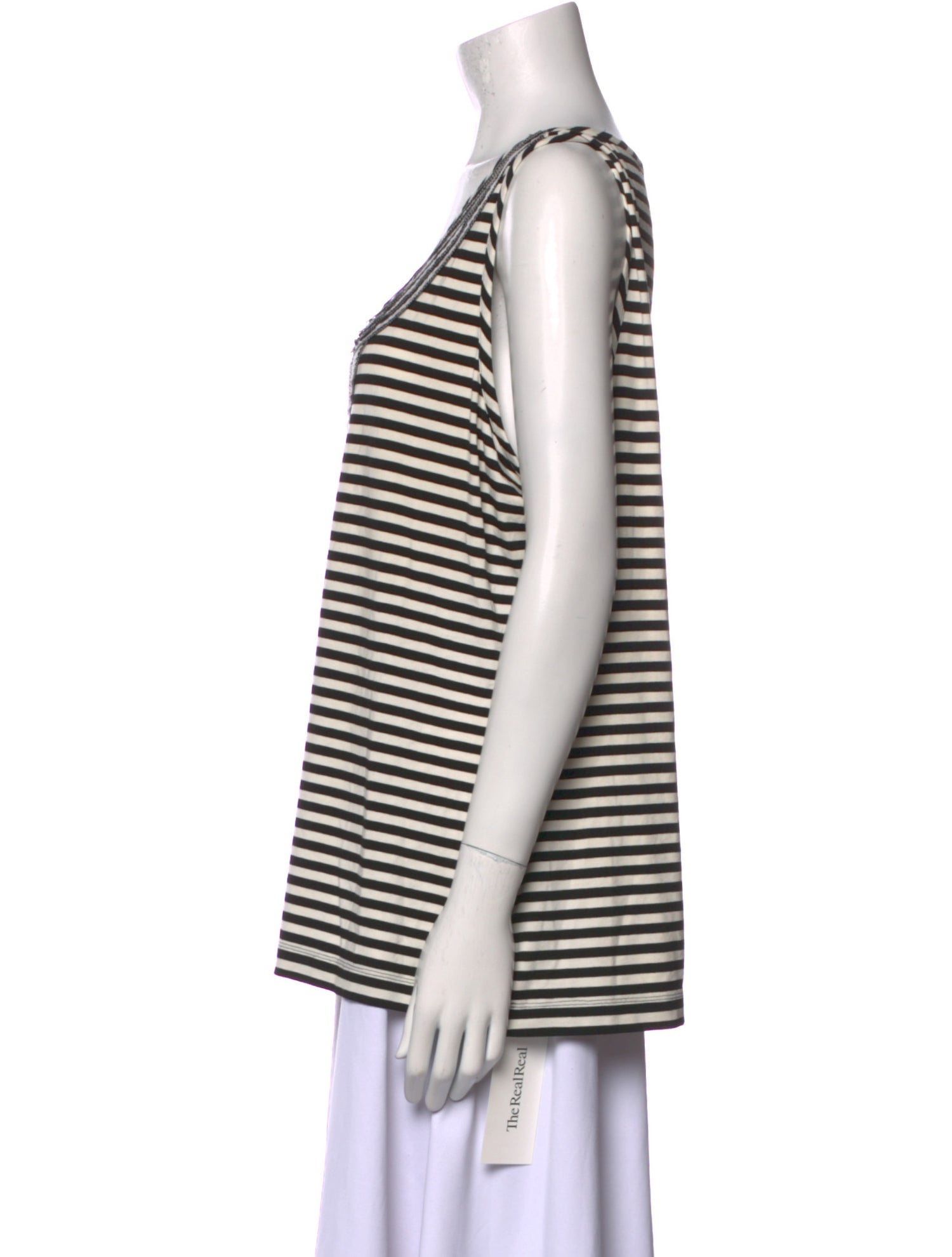 St. John Striped V-Neck Top