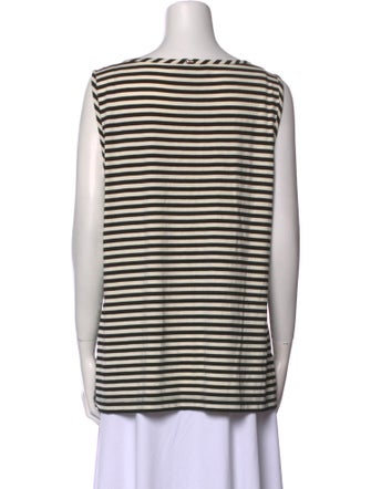 St. John Striped V-Neck Top