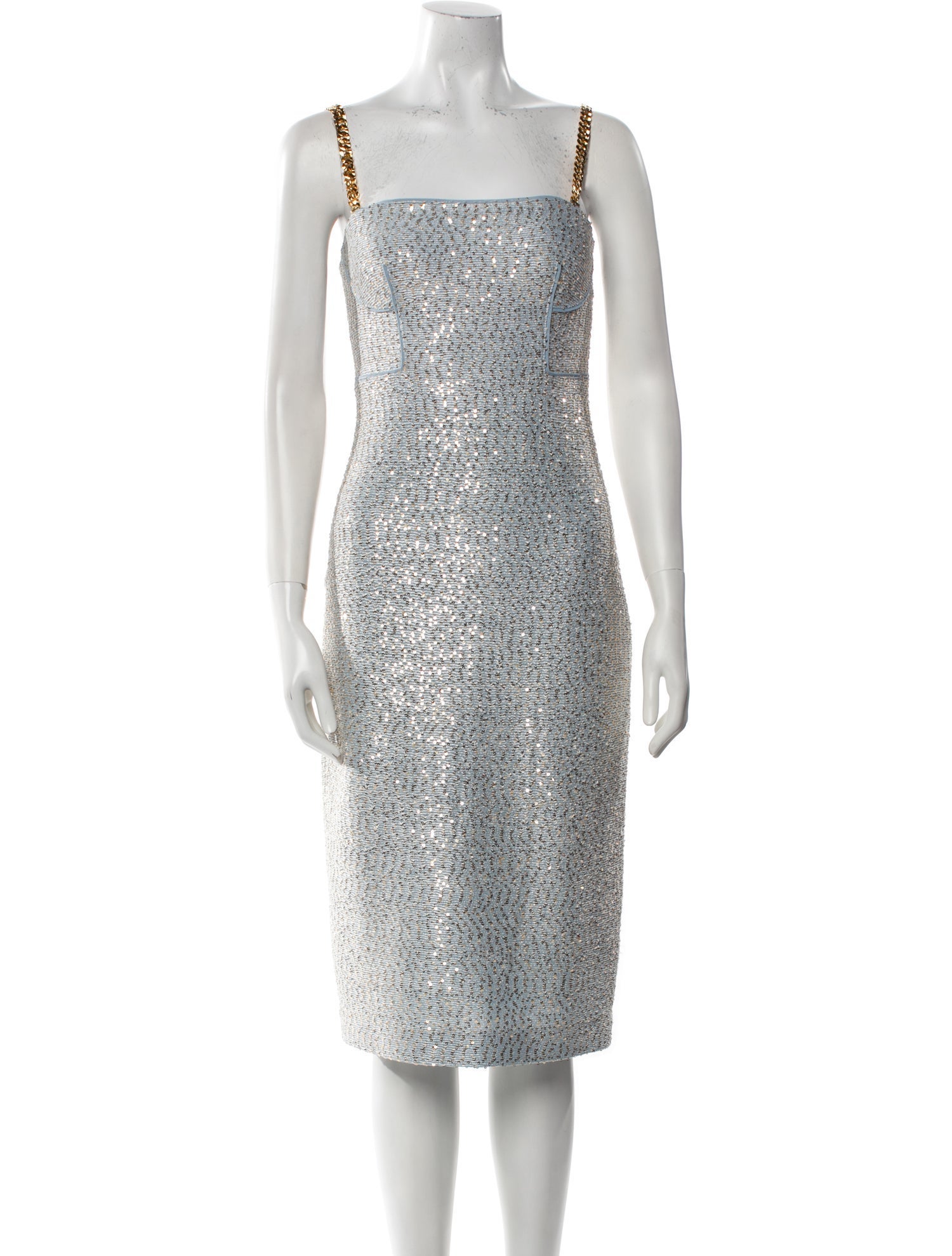 St. John Square Neckline Midi Length Dress