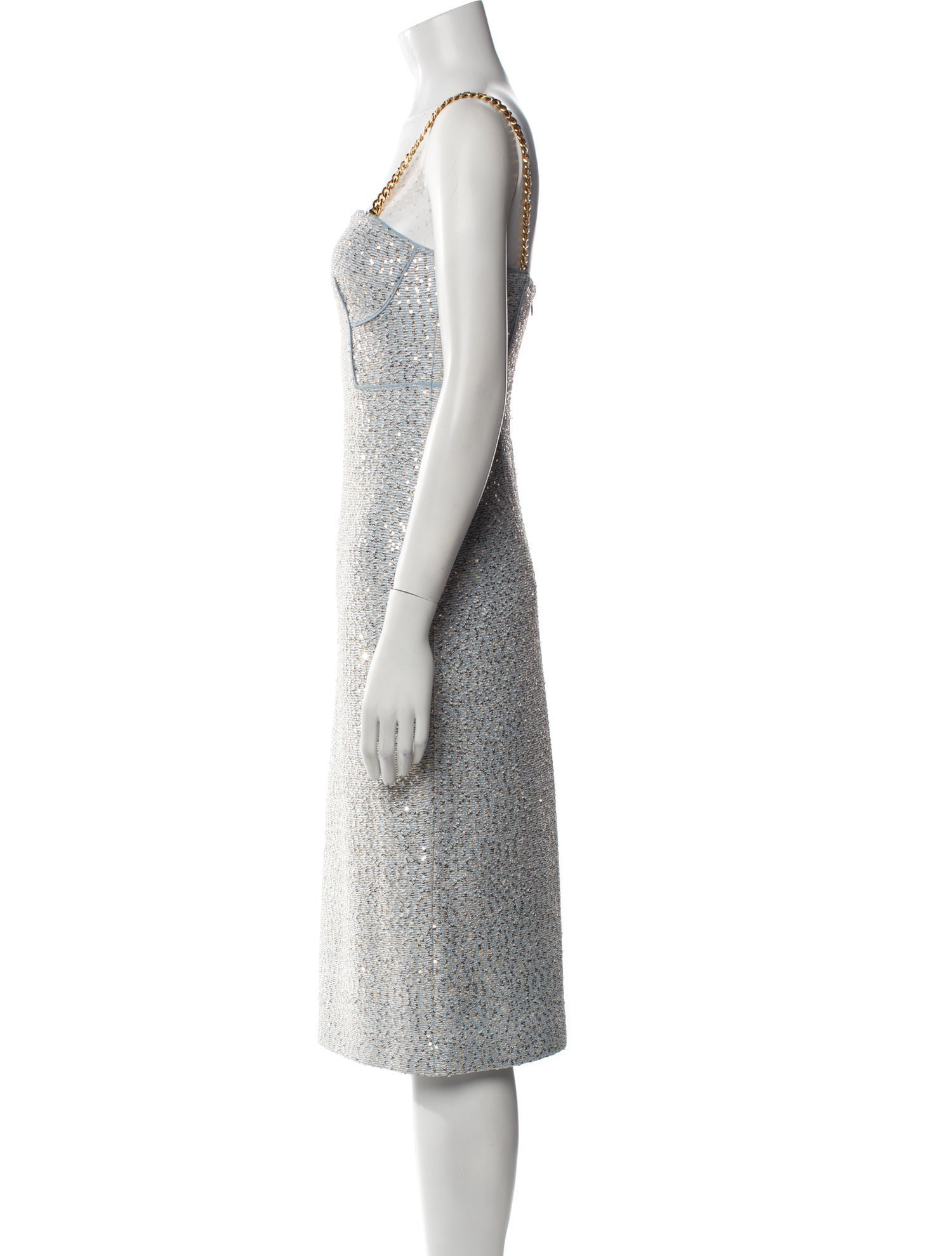 St. John Square Neckline Midi Length Dress