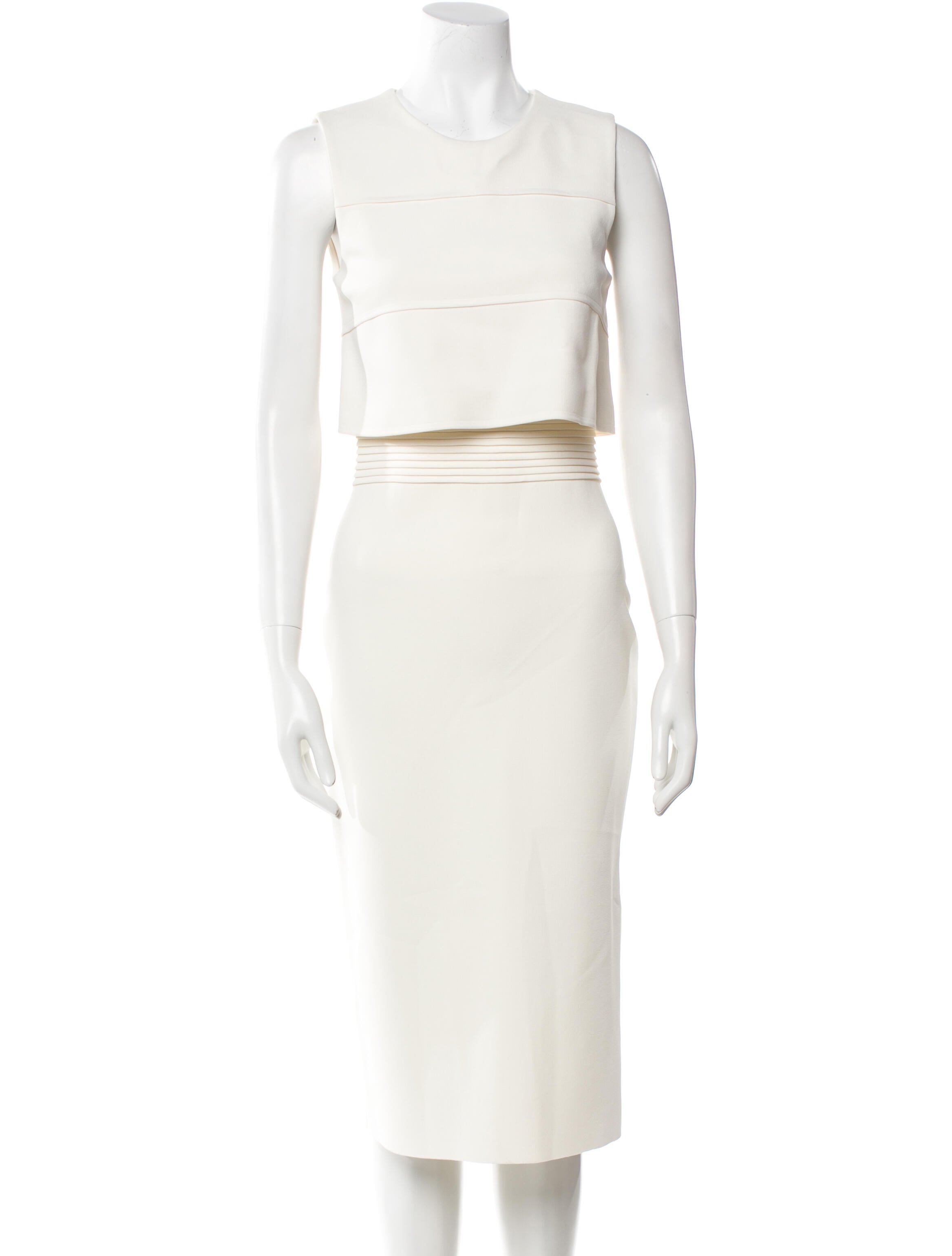 St. John Crew Neck Midi Length Dress