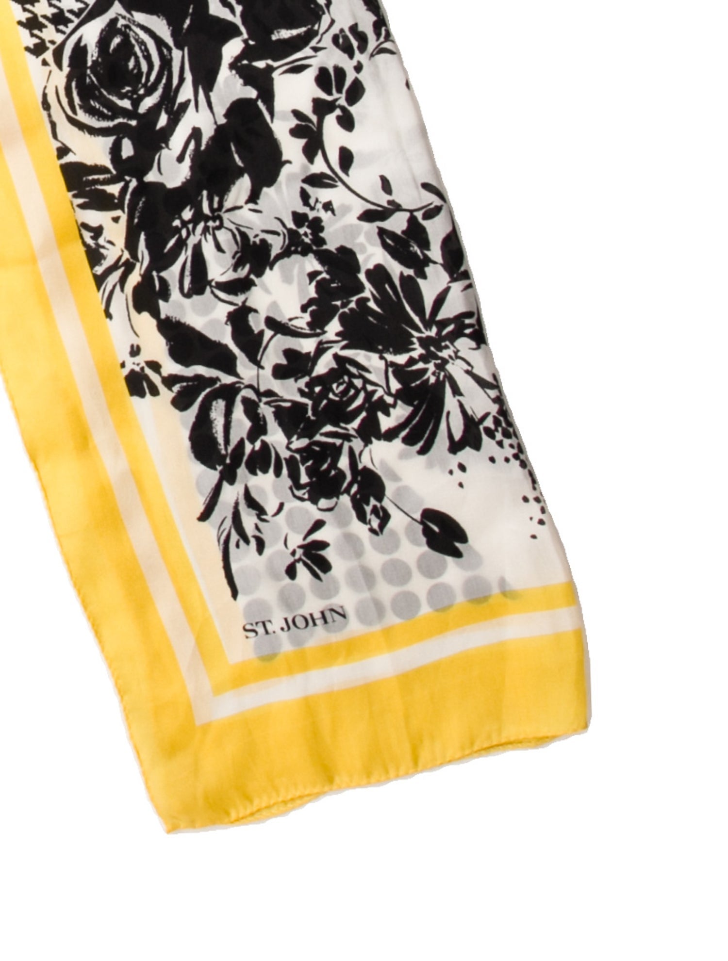 St. John Silk Houndstooth Print Scarf w/ Tags