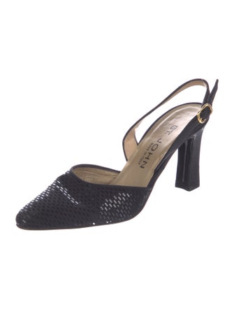 St. John Satin Sequin Embellishments Slingback Pumps