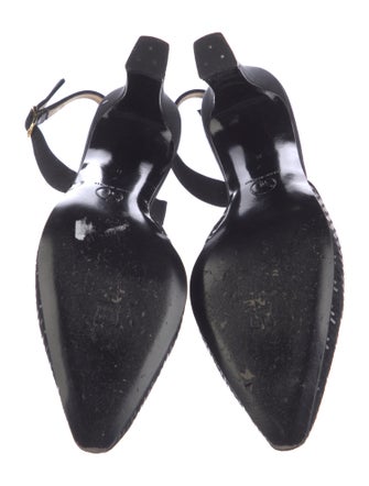 St. John Satin Sequin Embellishments Slingback Pumps