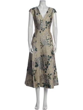 St. John Printed Midi Length Dress