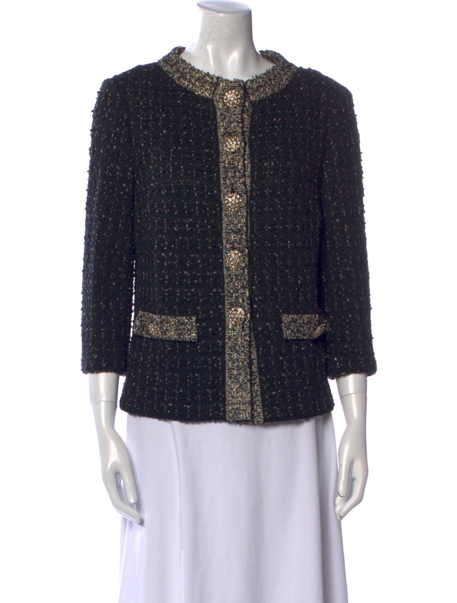 St. John Tweed Pattern Crew Neck Sweater