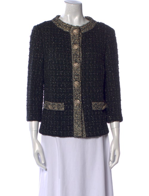 St. John Tweed Pattern Crew Neck Sweater