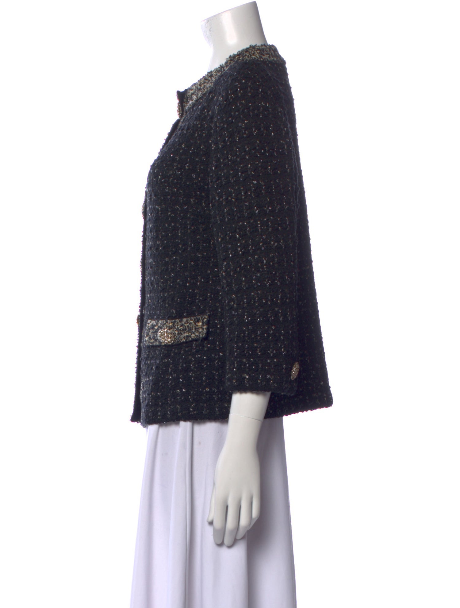 St. John Tweed Pattern Crew Neck Sweater