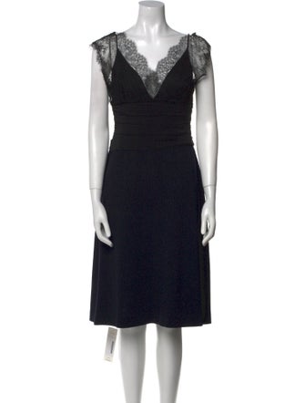 St. John Evening V-Neck Knee-Length Dress