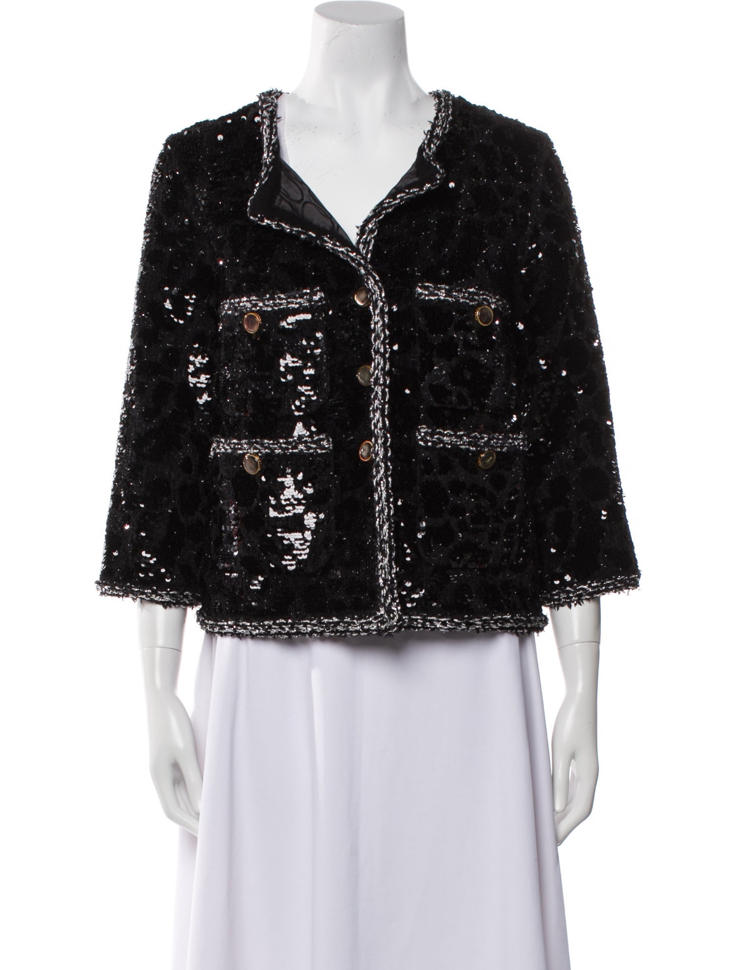 St. John Sequin Tweed Pattern Evening Jacket
