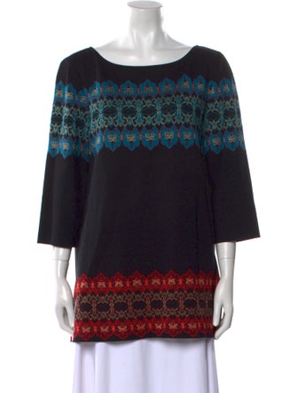 St. John Printed Bateau Neckline Tunic